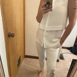 Banana Republic White Semi-Sheer Layered Sleeveless Blouse